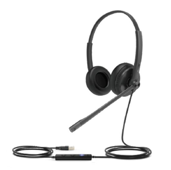 Picture of Yealink UH34 Dual UC USB Headset, Lightweight, All Day Wearing Comfort, Ear Wideband Noise Cancelling Microphone, Leather Ear Cushions, USB-A