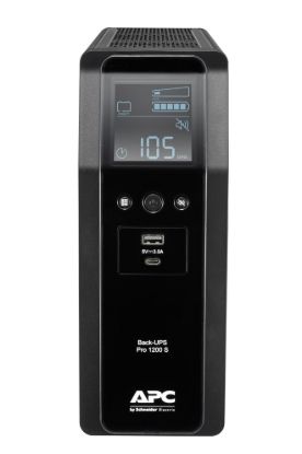 Picture of APC Back-UPS Pro 1200VA/720W Line Interactive UPS, Tower, 230V/10A Input, 8x IEC C13 Outlets, Lead Acid Battery, USB Type A + C Ports, LCD