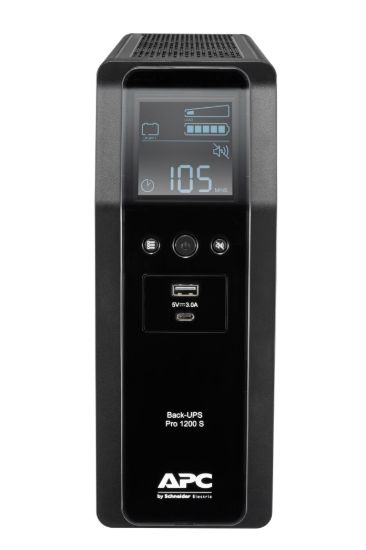Picture of APC Back-UPS Pro 1200VA/720W Line Interactive UPS, Tower, 230V/10A Input, 8x IEC C13 Outlets, Lead Acid Battery, USB Type A + C Ports, LCD