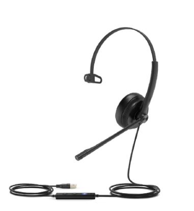 Picture of Yealink UH34 Mono UC USB Headset, Lightweight, All Day Wearing Comfort, Ear Wideband Noise Cancelling Microphone, Leather Ear Cushions, USB-A