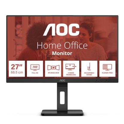 Picture of AOC 27' IPS, 4ms, FHD 1920 × 1080, Adaptive Sync, Border less, Height Adjustable Stand, VESA 100X100m, Speakers  HDMI, DP, VGA Office Monitor (LS