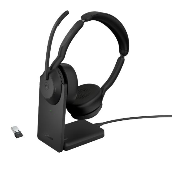 Picture of Jabra  Evolve2 55, USB A, Stand, MS Teams, Stand Active Noise Cancellation. Link 380 Bluetooth® Adapter ,30m Wireless Range, 18 Hours Battery Life