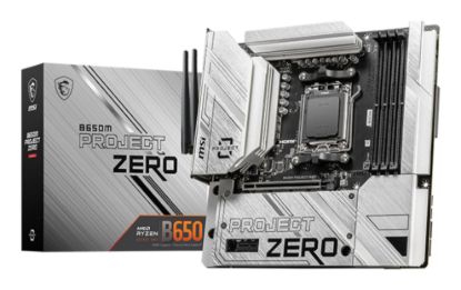 Picture of MSI B650M PROJECT ZERO Motherboard, AMD B650, 4x DDR5 128GB, 1x HDMI, 2x M.2, USB 3.2 Type A  x9