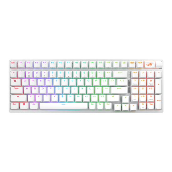 Picture of ASUS ROG STRIX SCOPE II 96 WL Snow Switch Wireless Gaming Mechanical Keyboard, Tri-mode Connection, Streamer hotkeys, PBT Keycaps (White), Quiet