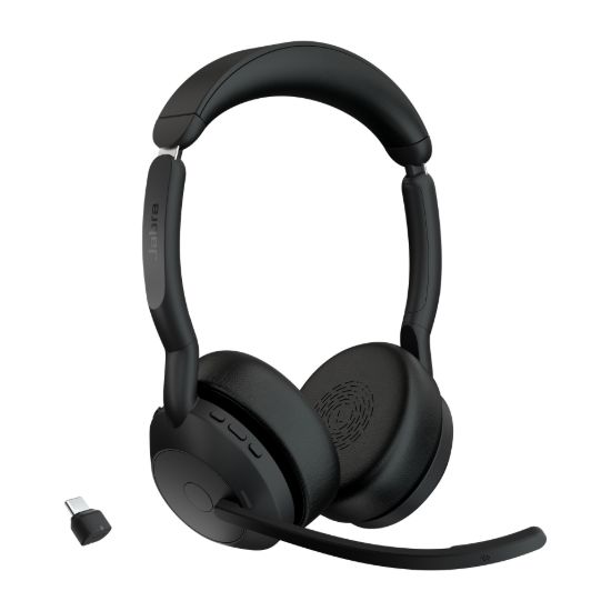 Picture of Jabra  Evolve2 55, USB C, Stereo, UC, Active Noise Cancellation (ANC), Link 380 Bluetooth® Adapter ,30m Wireless Range, 18 Hours Battery Life