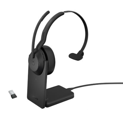 Picture of Jabra  Evolve2 55 USB A MS Teams Mono Stand, Active Noise Cancellation (ANC), Link 380 Bluetooth® Adapter ,30m Wireless Range, 18 Hours Battery Life