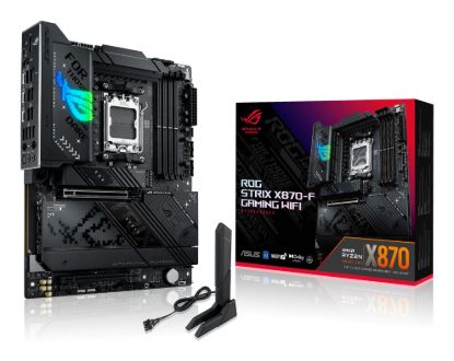 Picture of ASUS AMD ROG STRIX X870-F GAMING WIFI (AM5) ATX Motherboard 4x DDR5 192GB, 1x PCIe 5.0 x16 slot, 4 x M.2 slots, 2x SATA, Wi-Fi 7, 1 x HDMI, 1 x DP2