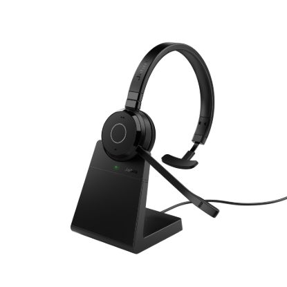Picture of Jabra Evolve 65 TE Link390a Teams Mono Stand Bluetooth Headset, 16-hour battery life, 30-metre wireless range, Passive Noise Cancellation, Busy Light