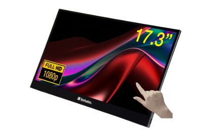 Picture of Verbatim 17.3' USB-C Portable 10 Point Touch, Full HD 1080p, HDMI, IPS Portable,  Business, Sleeve, Ultra Portable Black Aluminium, Win & IOS Monitor