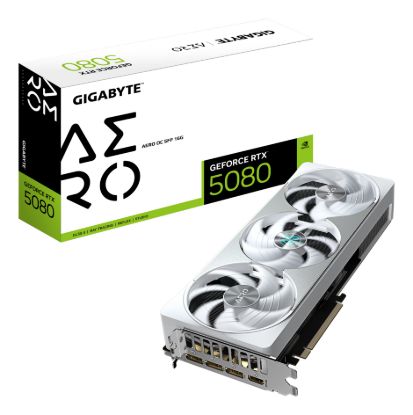 Picture of Gigabyte GeForce RTX™ 5080 AERO OC SFF 16G, 2730 MHz, CUDA 10752, 30 Gbps, GDDR7, 256 bit, PCI-E 5.0, PSU 850W, DisplayPort 2.1b x3 HDMI 2.1b x1