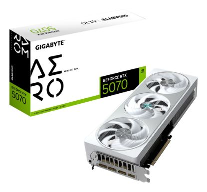 Picture of Gigabyte GeForce RTX™ 5070 AERO OC 12G, 2625 MHz, CUDA  6144, 128 Gbps, GDDR7,192 bit, PCI-E 5.0, P[SU 750W, DisplayPort 2.1b *3 HDMI 2.1b *1