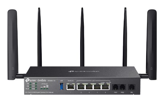 Picture of TP-Link DR3650v-4G Omada 4G+ Cat6 AX3000 Wi-Fi 6 Gigabit Desktop DSL Gateway, 574Mbps@2.4GHz + 2402Mbps@5GHz(HE160), VDSL2 350 350/60, VoIP
