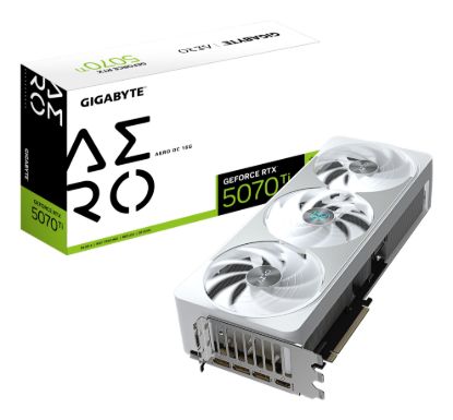 Picture of Gigabyte GeForce RTX™ 5070 Ti AERO OC 16G, 2588 MHz, CUDA 8960, 28 Gbps, GDDR7, 256 bit, PCI-E 5.0, PSU 750W, DisplayPort 2.1b x3 HDMI 2.1b x1