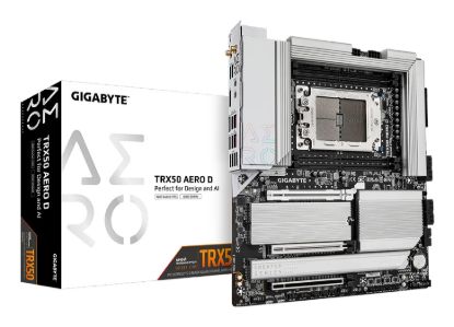 Picture of Gigabyte TRX50 AERO D AMD Ryzen Motherboard 4x DDR5~256GB,2x PCIe x16 slots, 4x M.2, 8x SATA 6Gb/s connectors, 11x USB 3.2, 4x USB2.0, 2x