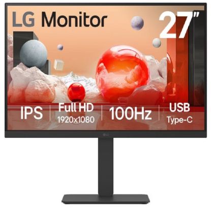 Picture of LG 27' IPS FHD 1920 x 1080, USB Type-C™ (PD 65W) 100Hz 5ms, AMD FreeSync 16:9 Tilt/Height/Swivel/Pivot (Bi-direction) adjustable stand, 3yrs Monitor