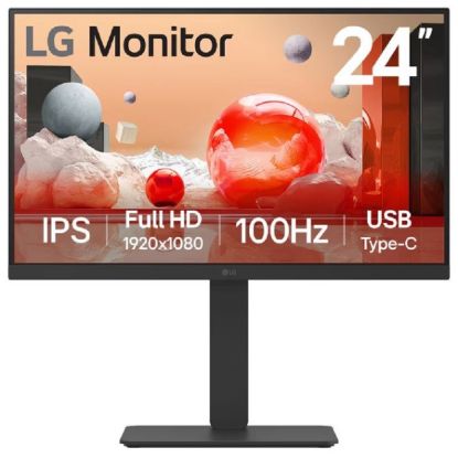 Picture of LG 24' IPS FHD 1920 x 1080, USB-C 65w PD, RJ45 100Hz 5ms, AMD FreeSync 16:9 Tilt/Height/Swivel/Pivot (Bi-direction) adjustable stand, 3yrs Monitor