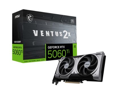 Picture of MSI nVidia GeForce RTX™ 5060 Ti 16G VENTUS 2X OC PLUS, PCI Express® Gen 5 x16, Boost: 2602 MHz, CUDA 4608 Units, 16GB GDDR7, HDMI™ x 1