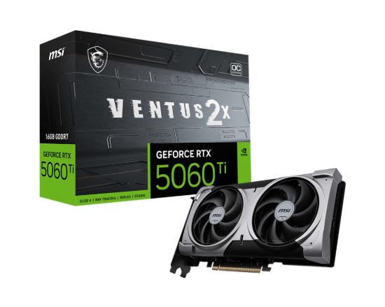 Picture of MSI nVidia GeForce RTX™ 5060 Ti 16G VENTUS 2X OC PLUS, PCI Express® Gen 5 x16, Boost: 2602 MHz, CUDA 4608 Units, 16GB GDDR7, HDMI™ x 1