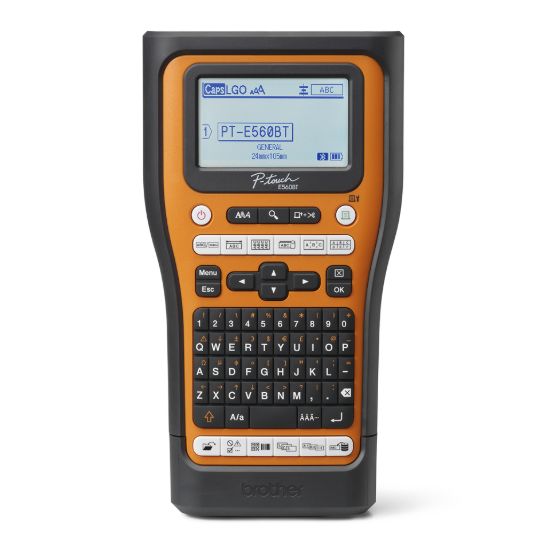 Picture of Brother PT-E560BTVP Industrial Handheld Label Printer  - 3 Year Warranty, included Carry case, Rechargeable Li-Ion battery,1xTZE-FX241 and USB-A Cable