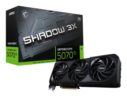 Picture of MSI nVidiaGeForce RTX™ 5070 Ti 16G SHADOW 3X OC, PCI Express® Gen 5, Boost: 2482 MHz, CUDA 8960 Units, 16GB GDDR7, HDMI™ x 1