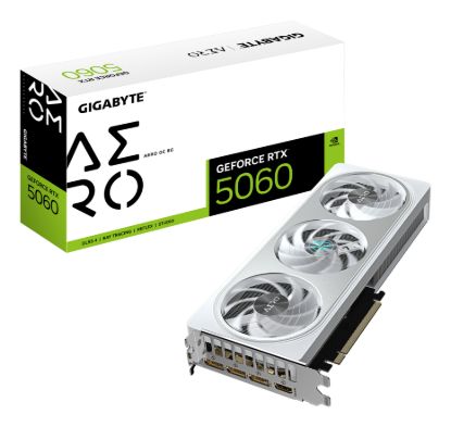 Picture of Gigabyte GeForce RTX™ 5060 AERO OC 8G, 2595 MHz, CUDA 3840, 28 Gbps, GDDR7,  128 bit, PCI-E 5.0, PSU 500W, DisplayPort 2.1b *3 HDMI 2.1b x1