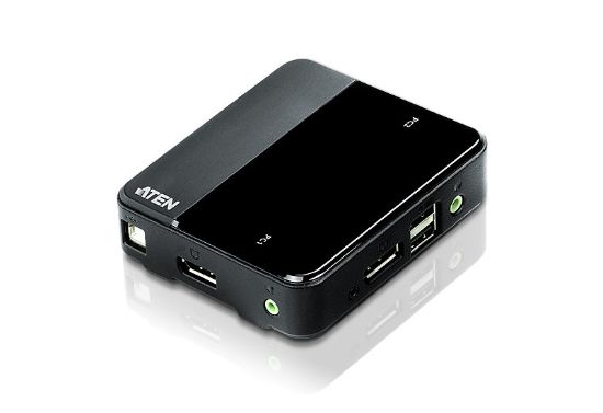 Picture of Aten Slim KVM Switch 2 Port Single Display DisplayPort w/ audio, Cables Included, Remote Port Selector,