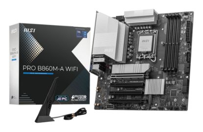 Picture of MSI PRO B860M-A WIFI, INTEL B860, 4x DDR5 256GB, 1x HDMI, 4x PCI-E x16 slot, 3x M.2, 4x SATA, 6x USB 2.0, Intel® Wi-Fi 7