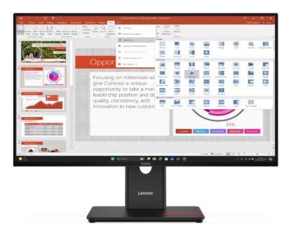 Picture of LENOVO ThinkVision T27i-40 27' FHD Monitor 120Hz 1920x1080 16:9 Height Adjustable Tilt Swivel Pivot USB-C 15W PD 3xUSB-A DP HDMI VGA ~63A4MAR1AU