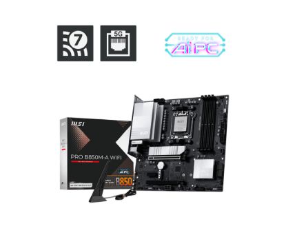 Picture of MSI PRO B850M-A WIFI, AM5, 4x DDR5 256GB, 1x HDMI, 1x PCI-E x16 slot, 3x M.2,4x USB2.0, 3x USB C, Wi-Fi 7