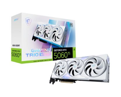 Picture of MSI nVidia GeForce RTX 5060 Ti 8G GAMING TRIO OC WHITE, PCI Express® Gen 5 x 16, Boost: 2647 MHz, CUDA 4608 Units, 8GB GDDR7, HDMI™ x 1