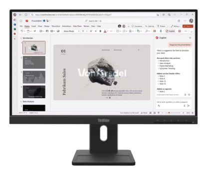 Picture of LENOVO ThinkVision E22-40 21.5-22' FHD IPS Monitor 1920x1080 100Hz 16:9 Anti-Glare Height Adjustable Tilt Swivel Pivot VGA DP HDMI VESA 3yr wty Black
