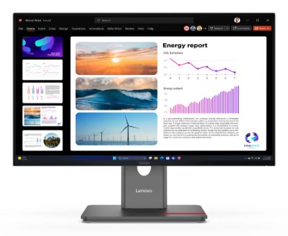 Picture of LENOVO ThinkVision P24Q-40 23.8'/24' QHD USB-C Docking Monitor 2K 2560x1440 16:9 IPS Height Adjustable Tilt Swivel Pivot DP HDMI USB-C Hub VESA