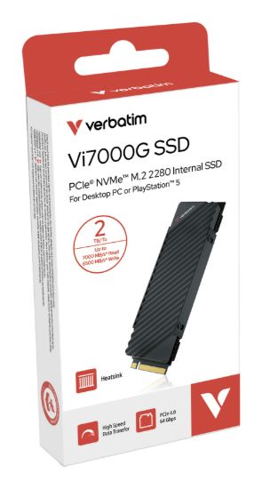 Picture of Verbatim 2TB Vi7000 PCIe Gen4 NVMe M.2 2280 Internal SSD 7000MB/s Read 6500MB/s Write, 2-year Limited Warranty (LS)