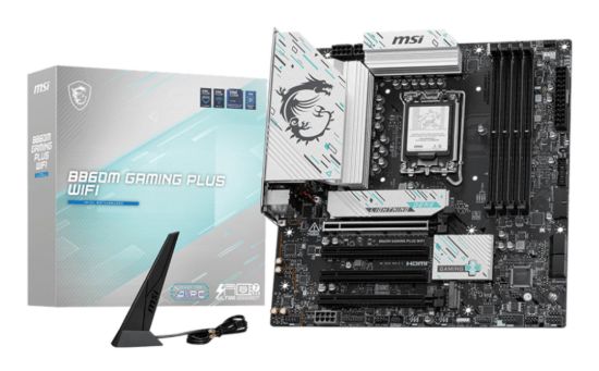 Picture of MSI B860M GAMING PLUS WIFI, INTEL B860, 4x DDR5 256GB, 1x HDMI, 4x PCI-E x16, 3x M.2, 4x SATA, 6x USB 2.0, Intel® Killer™ BE1750x Wi-Fi 7