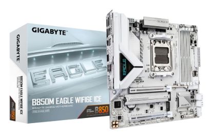 Picture of Gigabyte B850M EAGLE WF6E ICE, AMD AM5, 4 x DDR5 up to 256 GB,  1 x HDMI, 1 x PCI Express x16, 2 x M.2, 4 x SATA, 1x USB 3.2