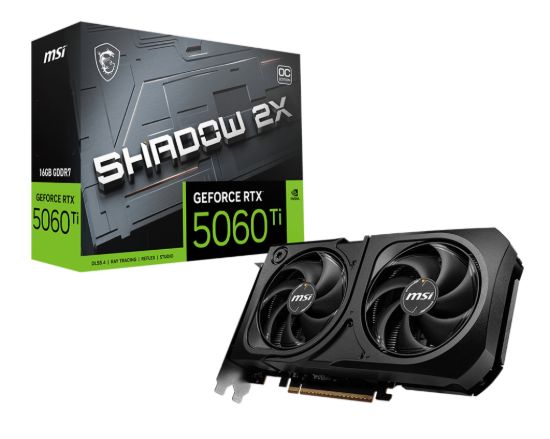 Picture of MSI nVidia GeForce RTX 5060 Ti 16G SHADOW 2X OC PLUS, Boost: 2482 MHz, CUDA 8960 Units, 16GB GDDR7, HDMI™ x 1 (embargo)