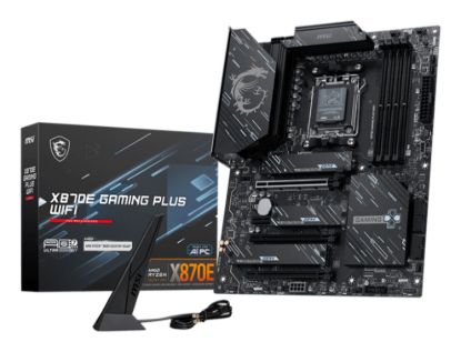Picture of MSI X870E GAMING PLUS WIFI, AM5, Ryzen 7000-9000, X870E, DDR5-8200+, PCIe5 x16, M.2 Gen5, WiFi7, BT5.4, 5G LAN, USB4, USB20G, Audio7.1, 8CH HD Boost