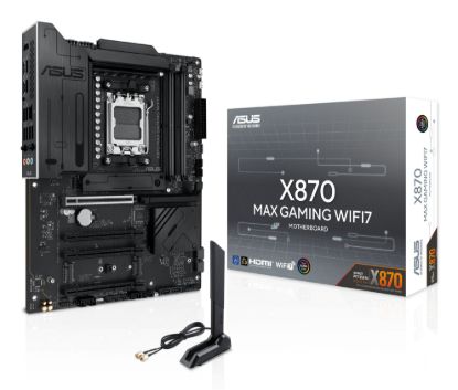 Picture of ASUS X870 MAX GAMING WIFI7, AM5,X870,4DDR5 256GB,PCIe5.0,M.2x3,WiFi7,BT5.4,2.5GbE,USB4x2,HDMI,ATX,3yr wty