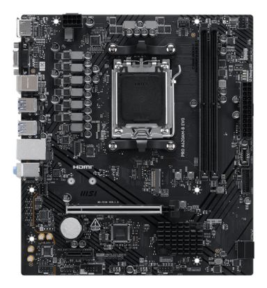 Picture of MSI PRO A620AM-B EVO ATX Motherboard, AM5, AMD A620A, 2xDDR5 128GB, PCIe4.0 x16, 1xM.2, 2xSATA, HDMI/VGA, 2.5G LAN, ATX