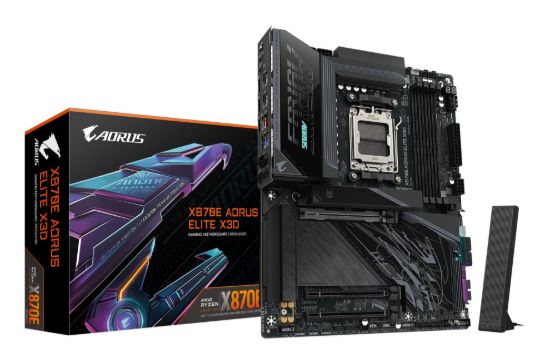 Picture of Gigabyte X870E AORUS ELITE X3D AM5 ATX, Ryzen 9000/8000/7000, 4×DDR5 256GB, PCIe 5.0 M.2, USB4, Wi-Fi 7, BT 5.4, 5GbE LAN, ALC1220, HDMI, Q-Flash Plus