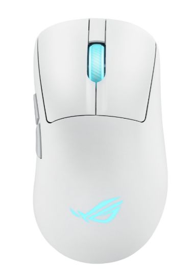 Picture of ASUS ROG Keris II Origin Gaming Mouse Moonlight White, ROG Micro Switch II, USB/Bluetooth/RF 2.4GHz, 8000 Hz, AURA Sync, 2 m paracord