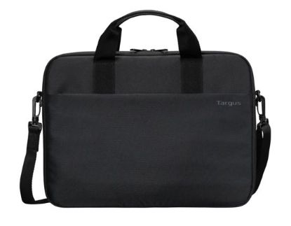 Picture of Targus 15'-16' Intellect® Slim Briefcase Zippered padded front pocket Removable adjustable shoulder strap carry handles water-resistant fabric Black