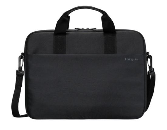 Picture of Targus 15'-16' Intellect® Slim Briefcase Zippered padded front pocket Removable adjustable shoulder strap carry handles water-resistant fabric Black