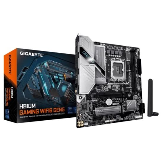 Picture of Gigabyte H810M G WIFI6 GEN5 MB Intel LGA 1851 ATX Motherboard, 2x DDR5 ~128GB, 1x PCI-E x16, 1x PCI-E x1, 1x M.2, 4x SATA, 3x USB 3.2, 3x USB 2.0