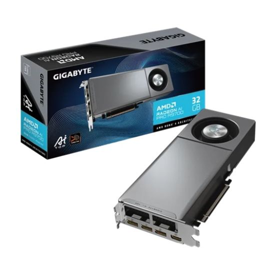Picture of Gigabyte GV-R9700AI TOP-32GD, Radeon AI PRO R9700, 32GB GDDR6, 256 bit,750W, 2920 Boost, PCIe 5.0, 4096 SP, AI accelerators, DP 2.1, HDMI 2.1
