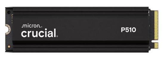 Picture of Crucial P510 2TB Gen5 2280 NVMe M.2 SSD Heatsink 10,000 / 8,700 MB/s R/W 1200TBW 1.4M IOPS 1.5M hrs MTTF Full-Drive Encryption 5yrs