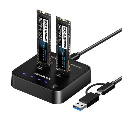 Picture of Simplecom SD550v3 USB 3.2 Gen2 to Dual Bay NVMe M.2 SSD Docking Station Duplicator Offline Clone