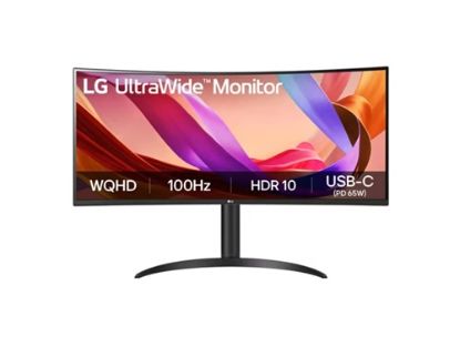 Picture of LG 34' UltraWide™ 100Hz WQHD Curved (1800R) Monitor, 3440x1440, 3-side Virtually Borderless Design, sRGB 99%, HDR10, USB-C 65W PD