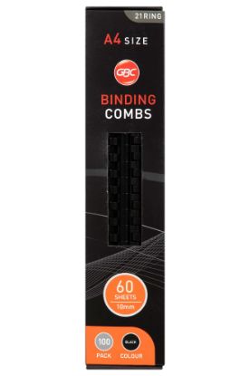 Picture of GBC PLASTIC 21 LOOP 10MM BLACK 100PK