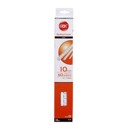 Picture of GBC PLASTIC 21 LOOP 10MM WHITE 25PK